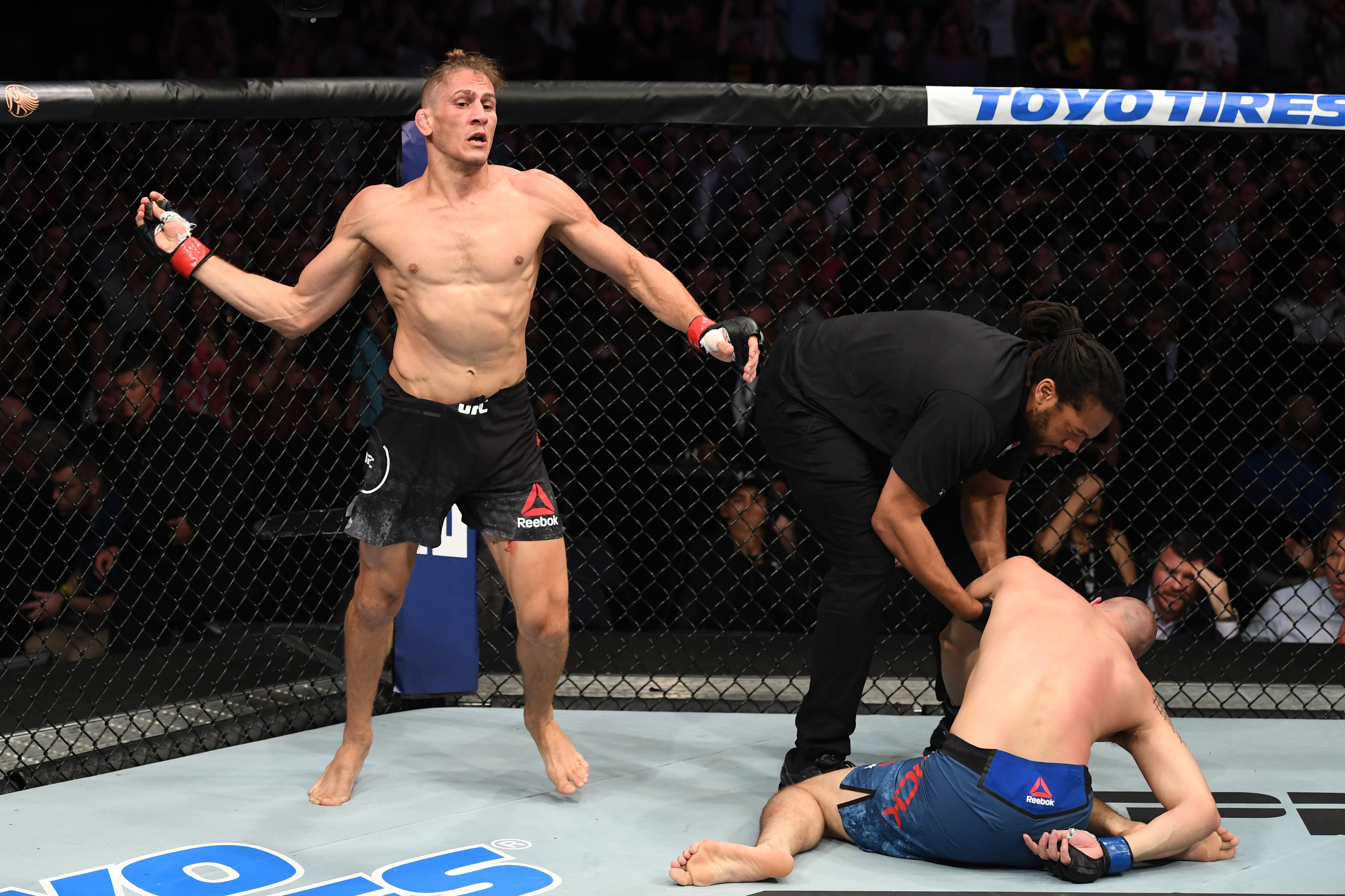 Niko Price (left) after knocking out James Vick.