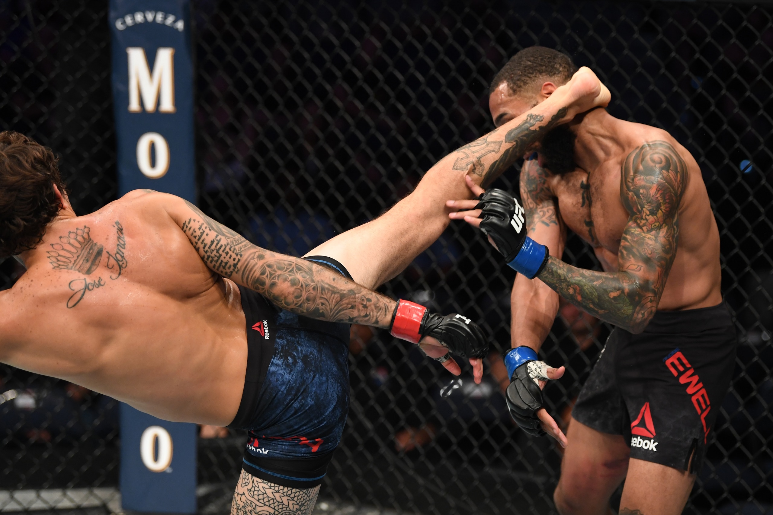 Marlon Vera (left) knocked out Andre Ewell on the evening's undercard.
