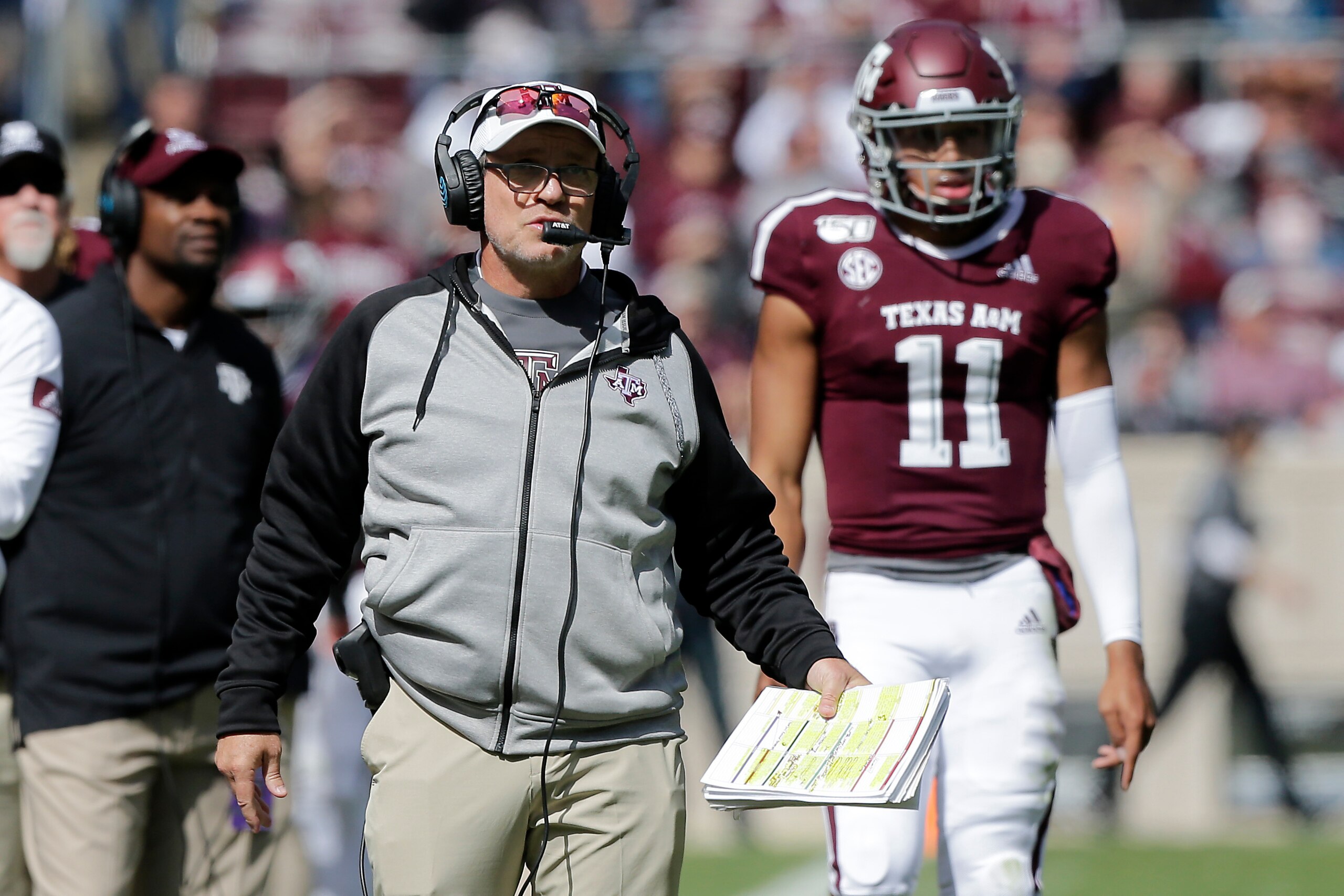 Texas A&M's Jimbo Fisher and Kellen Mond