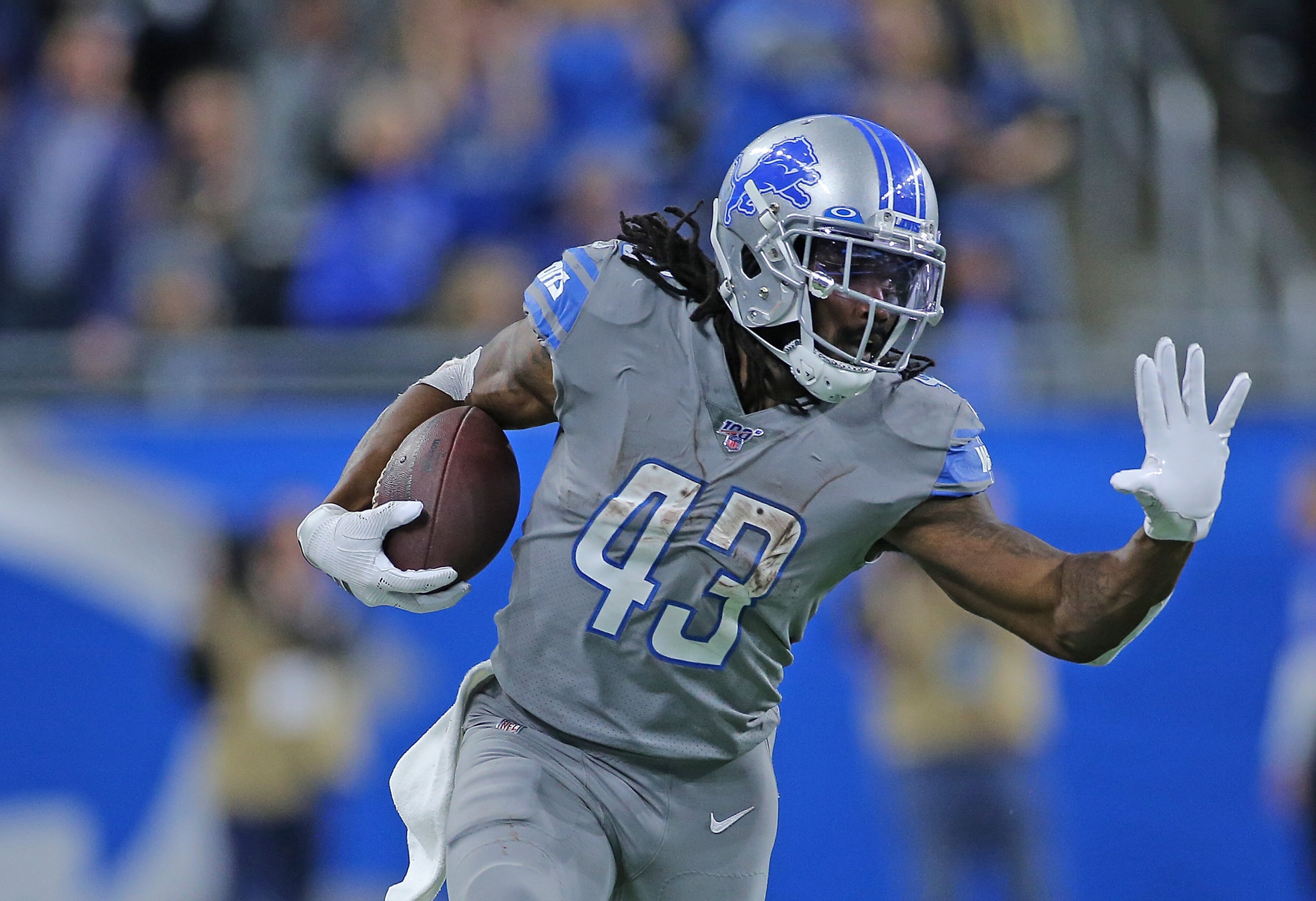 Detroit Lions running back Bo Scarbrough Detroit Lions running back Bo Scarbrough
