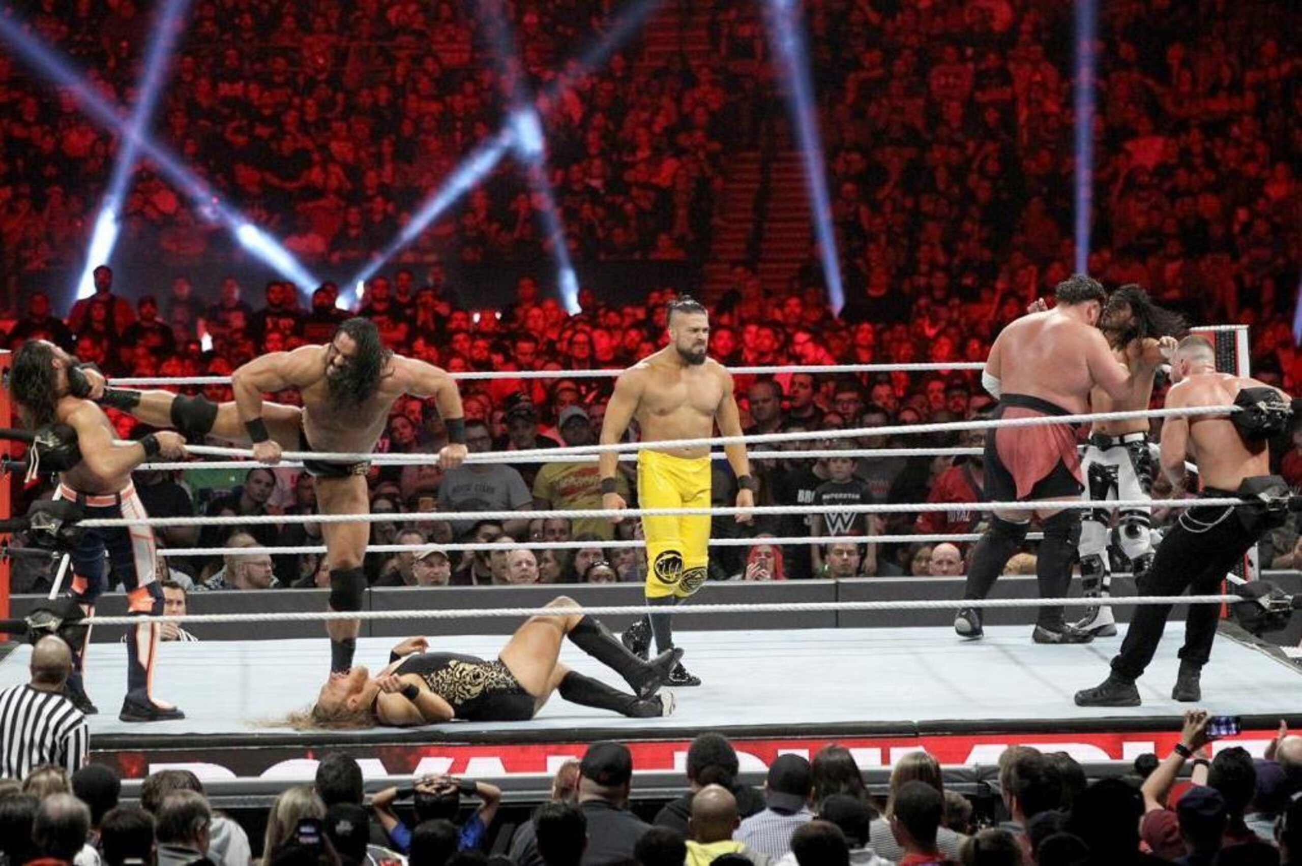 The 2019 Royal Rumble match in progress.