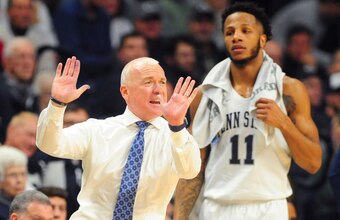 Penn State's Patrick Chambers and Lamar Stevens