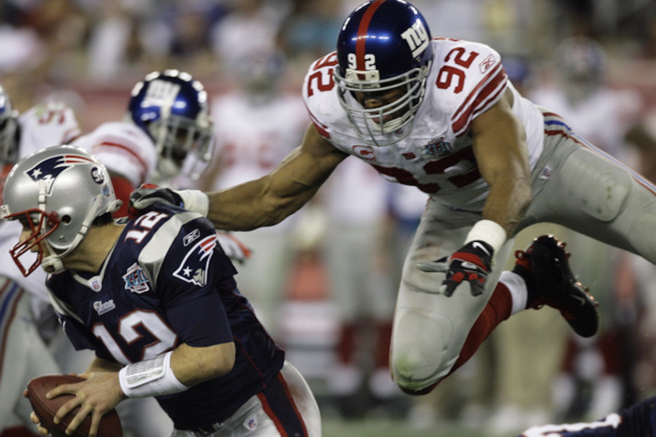 The Giants pounced on Tom Brady to derail unsuspecting New England's undefeated season in 2007.