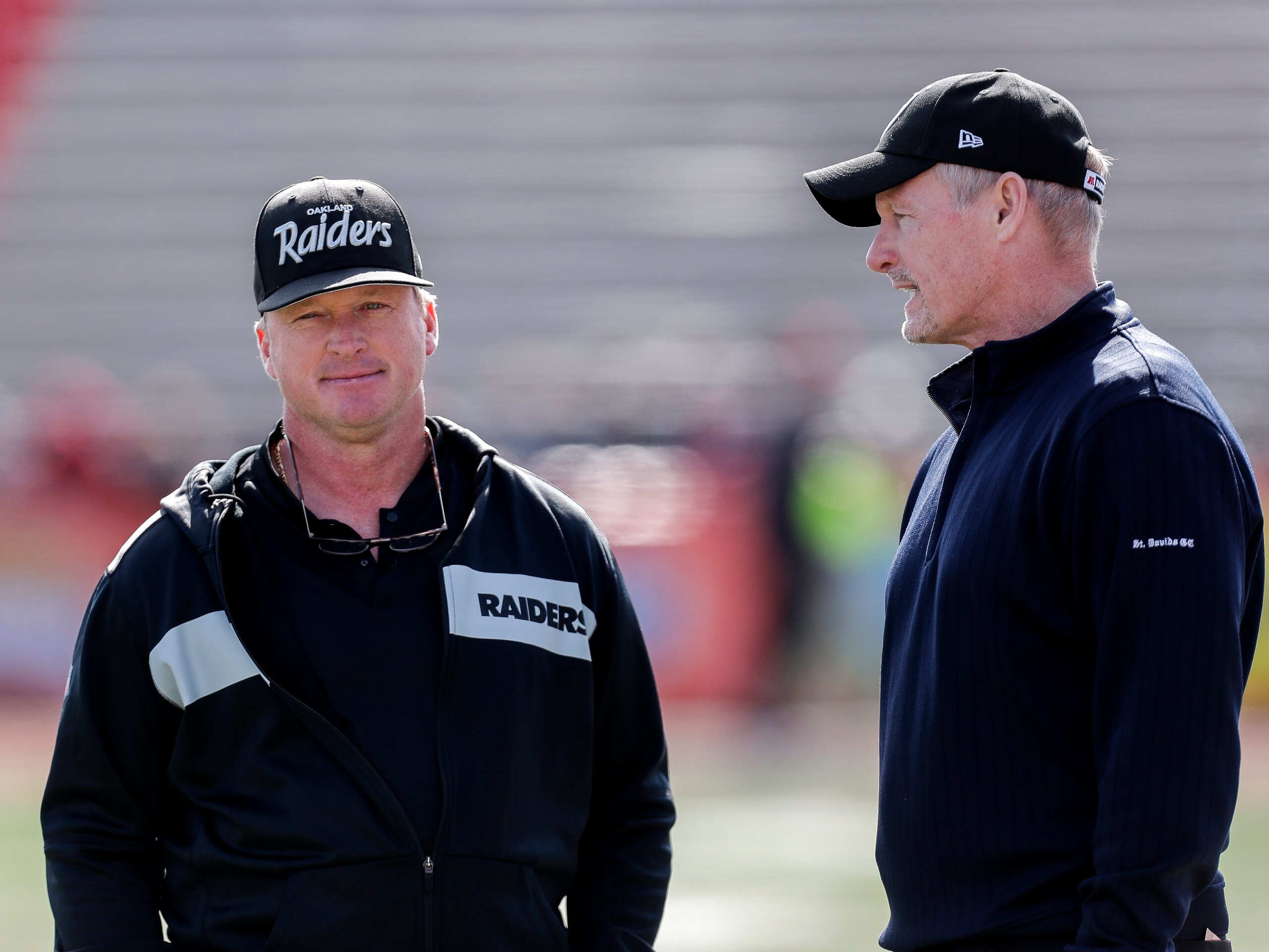 Las Vegas Raiders head coach Jon Gruden and general manager Mike Mayock Las Vegas Raiders head coach Jon Gruden and general manager Mike Mayock