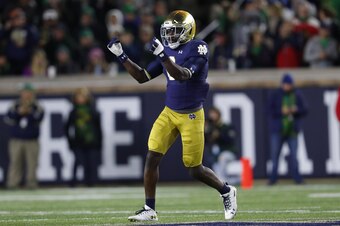 Jeremiah Owusu-Koramoah, one of Lea's top players at Notre Dame.