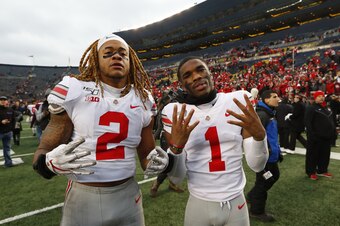 Former Ohio State stars Chase Young (left) and Jeff Okudah (right) are two of the top prospects in the 2020 NFL Draft.
