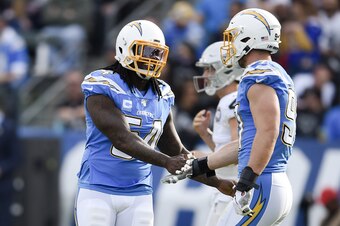 Los Angeles Chargers edge-rushers Melvin Ingram (left) and Joey Bosa (right)