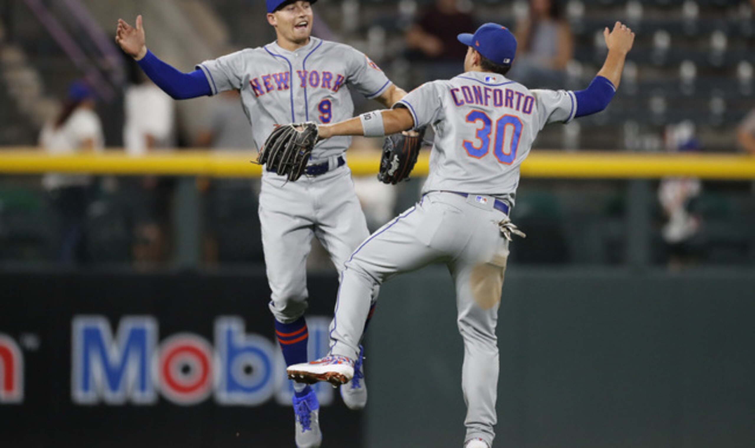 New York Mets outfielders Brandon Nimmo and Michael Conforto