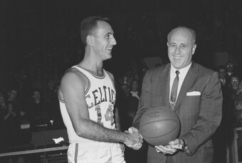 Bob Cousy and Celtics coach Red Auerbach