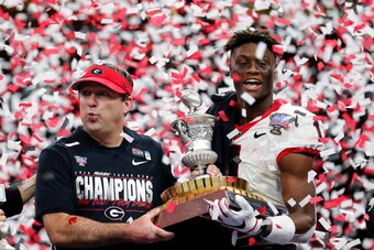 Georgia WR George Pickens and head coach Kirby Smart