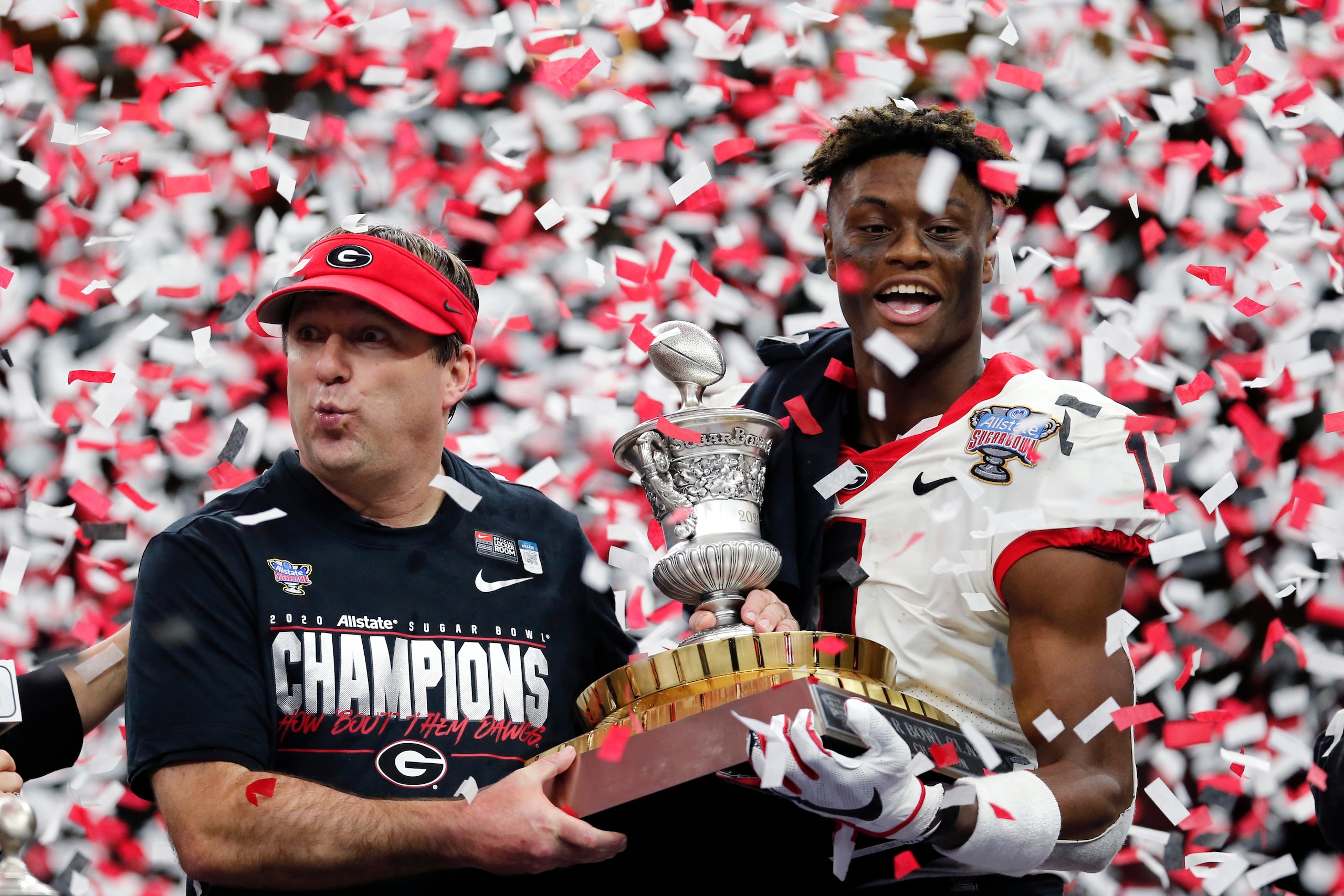 Georgia WR George Pickens and head coach Kirby Smart