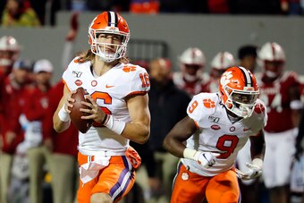 Clemson QB Trevor Lawrence and RB Travis Etienne