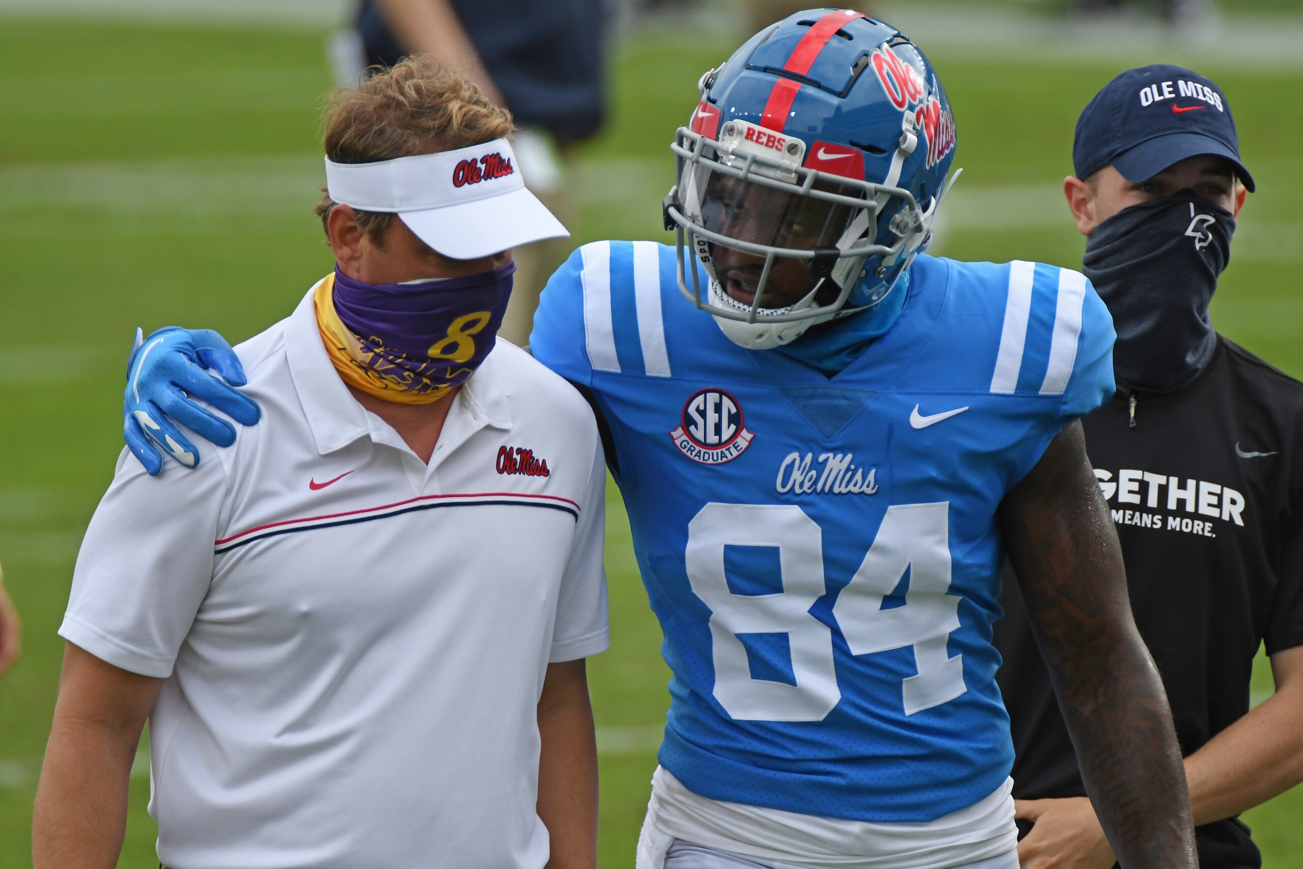 Ole Miss head coach Lane Kiffin and Kenny Yeboah Ole Miss head coach Lane Kiffin and Kenny Yeboah