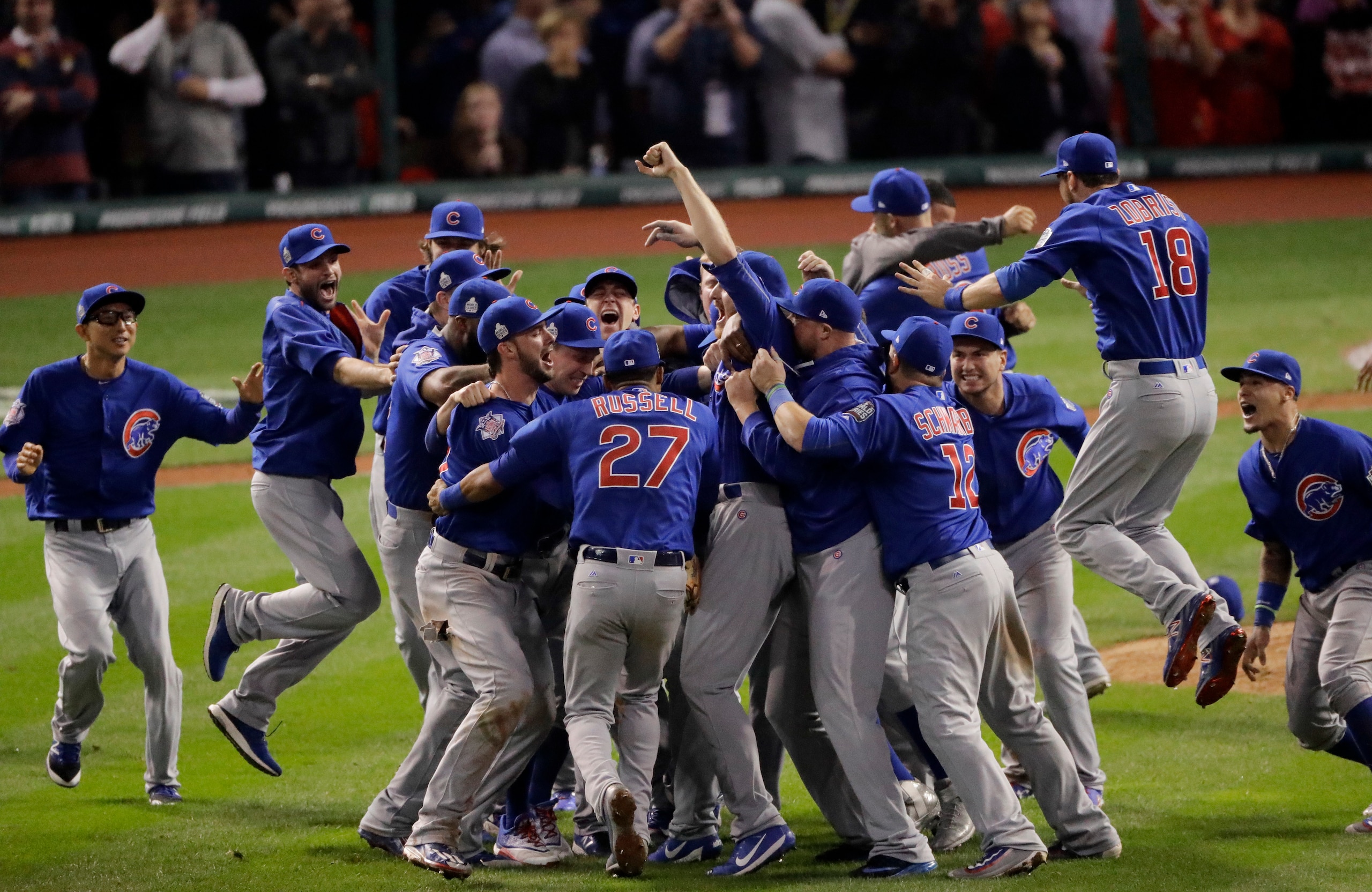 Cubs celebrating World Series