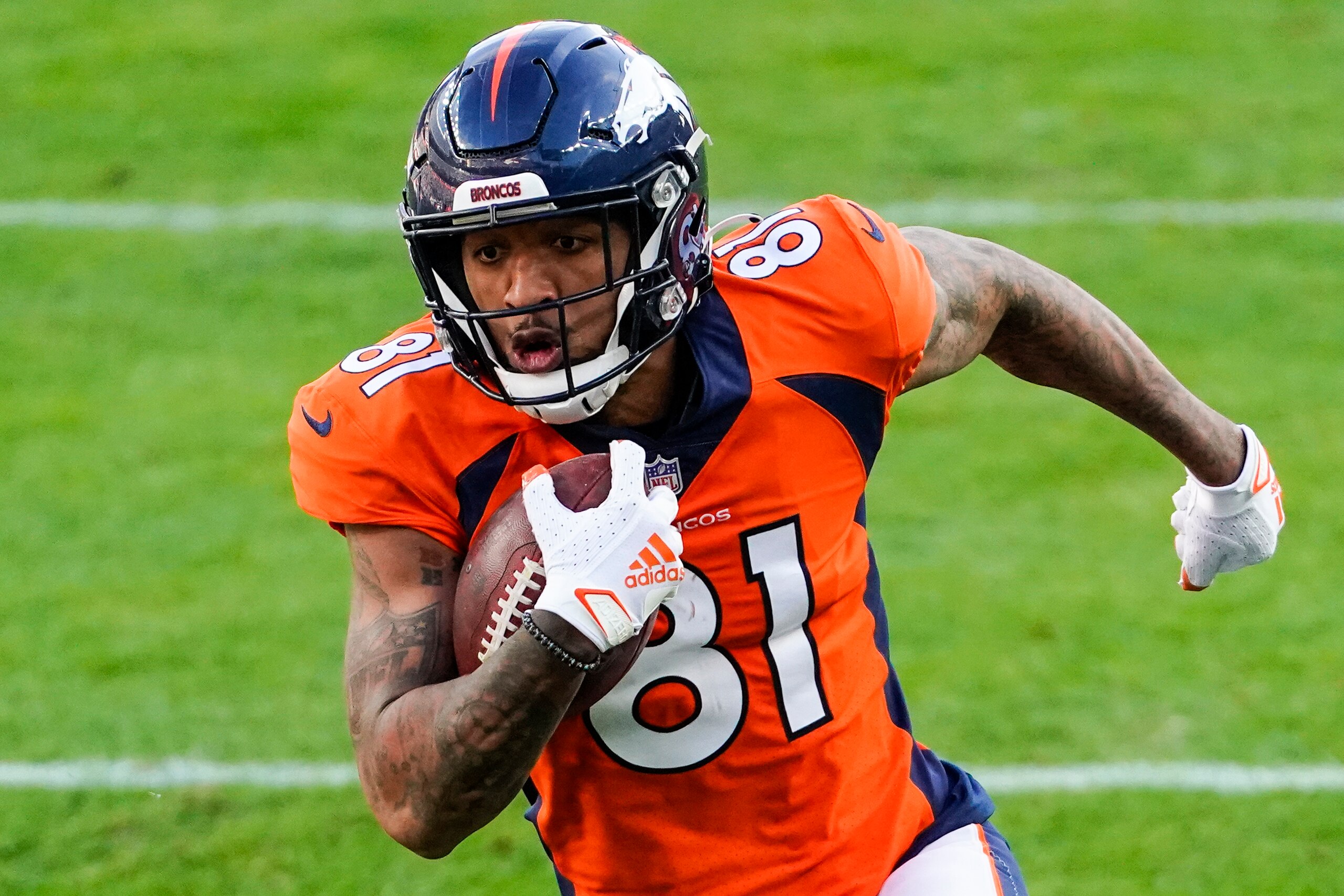 Denver Broncos wide receiver Tim Patrick