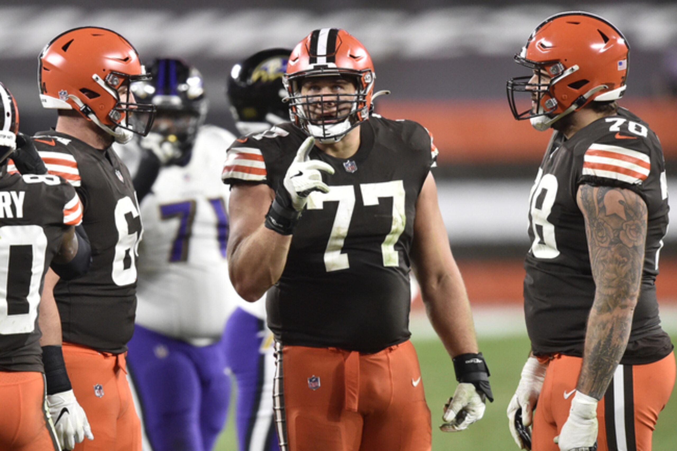 Right guard Wyatt Teller (No. 77)