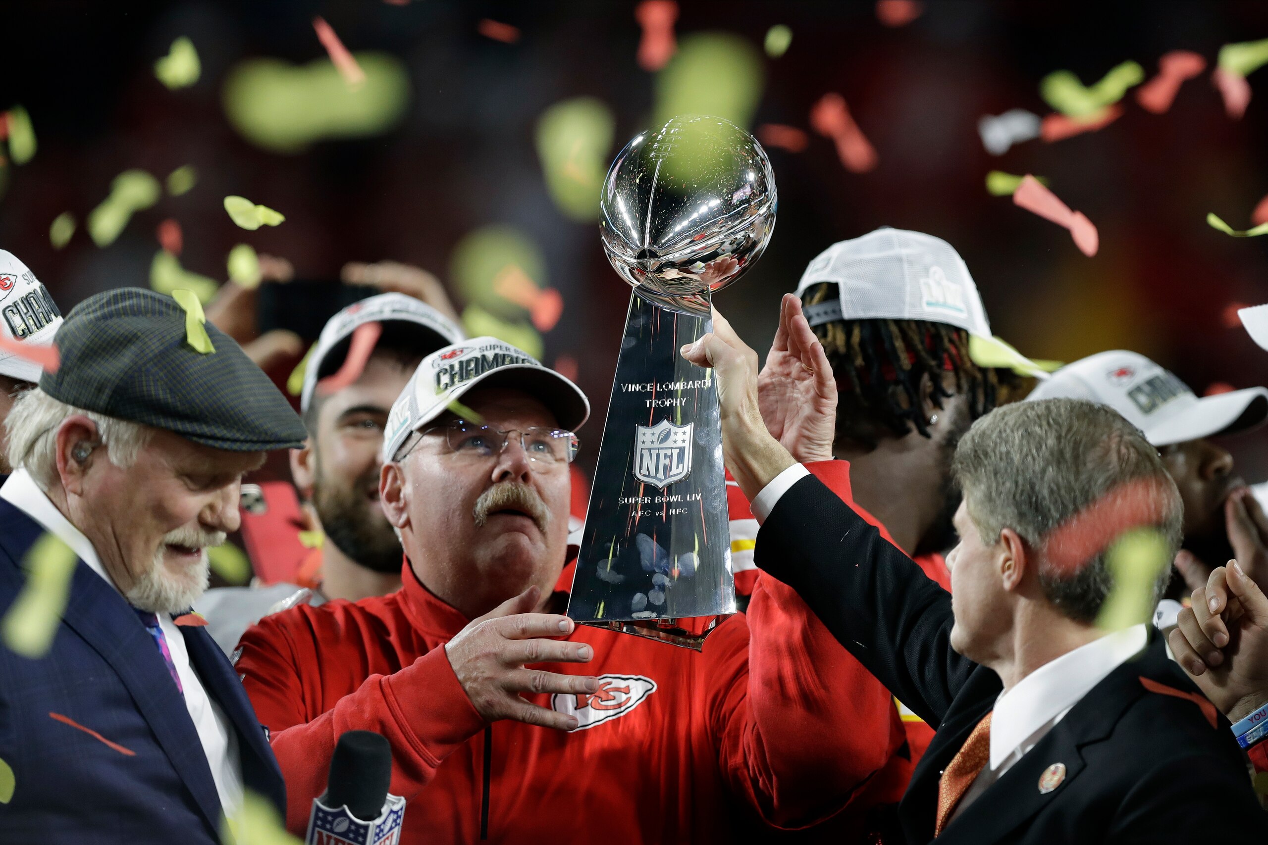 Kansas City Chiefs head coach Andy Reid at Super Bowl 54 Kansas City Chiefs head coach Andy Reid at Super Bowl 54