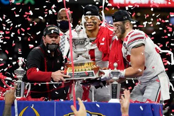 Ohio State's Ryan Day, Justin Fields and Tuf Borland
