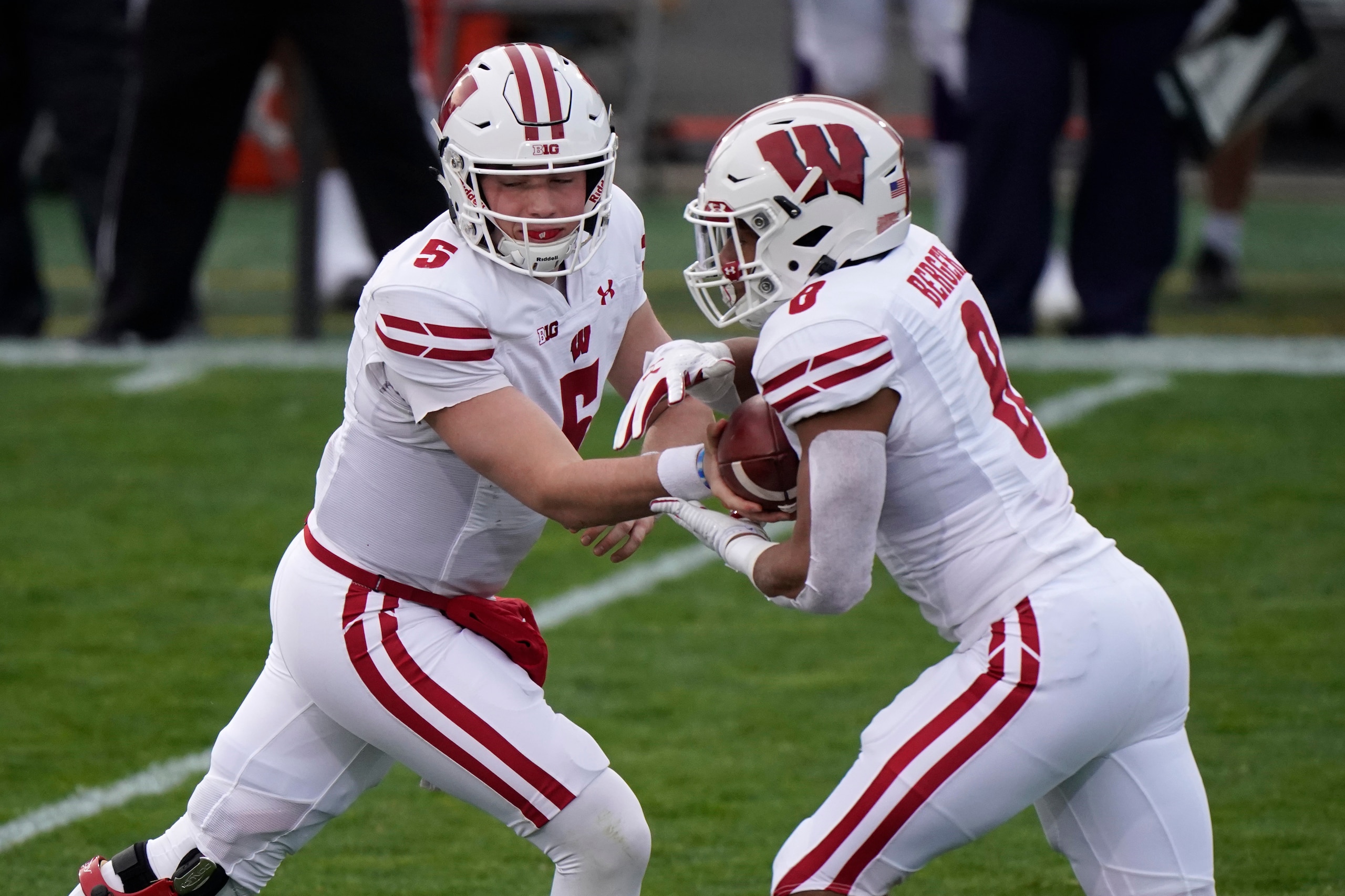 Wisconsin's Graham Mertz and Jalen Berger Wisconsin's Graham Mertz and Jalen Berger