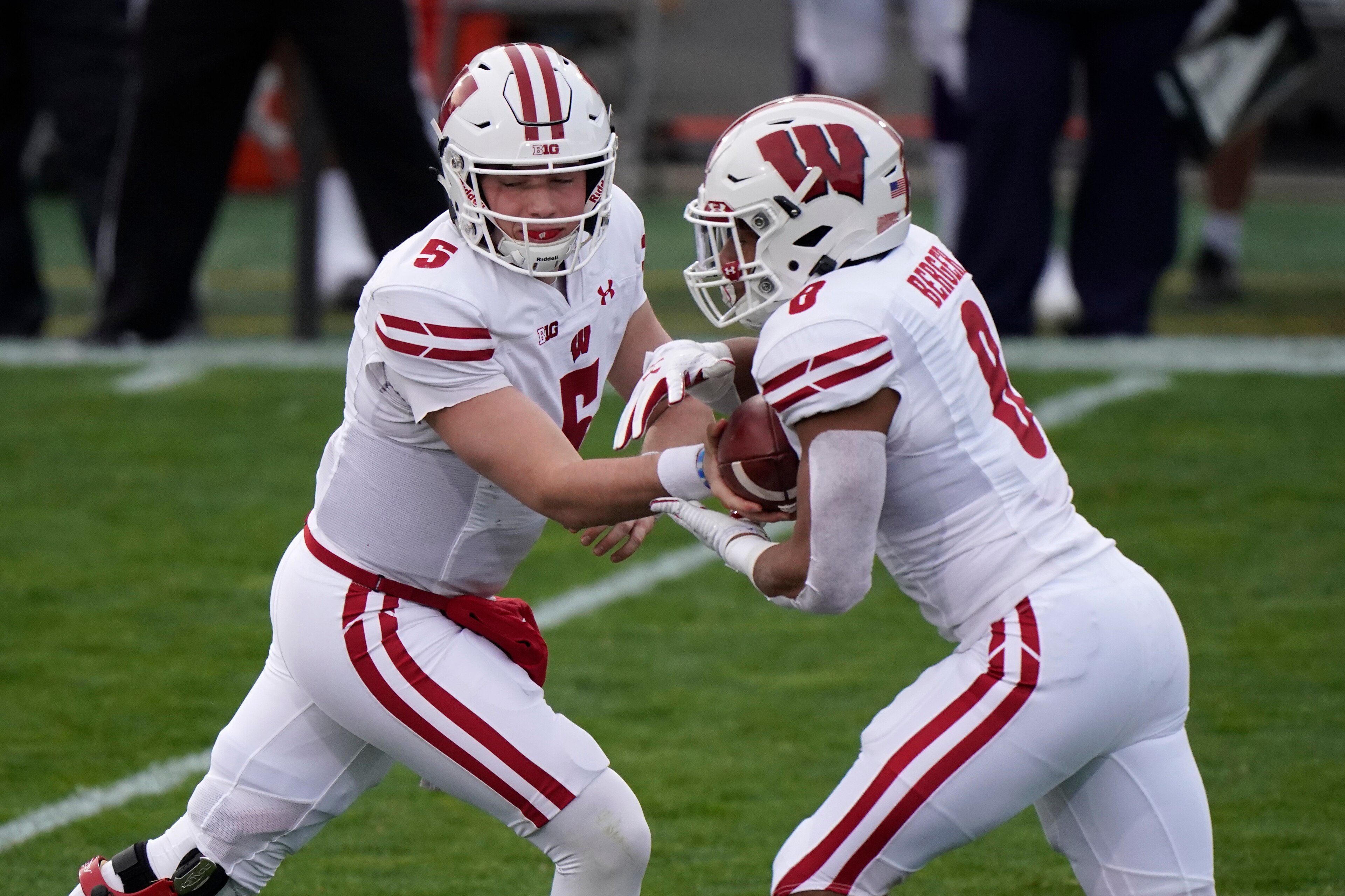 Wisconsin's Graham Mertz and Jalen Berger