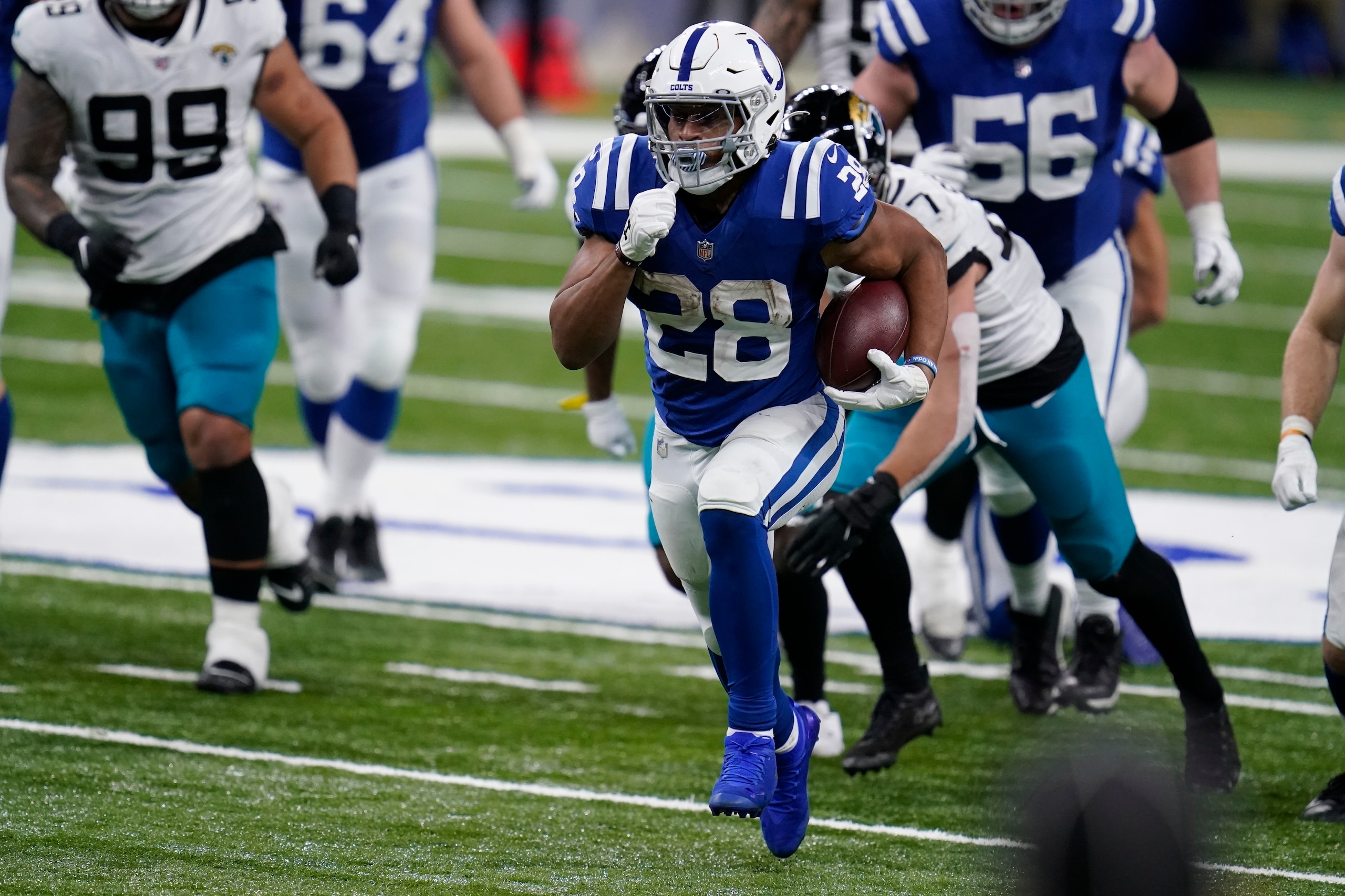 Jonathan Taylor is on a tear heading into the NFL playoffs.