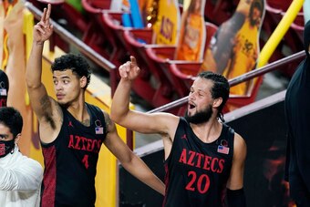 San Diego State's Trey Pulliam and Jordan Schakel