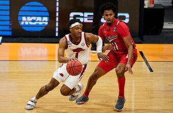 Arkansas' JD Notae and Texas Tech's Kyler Edwards