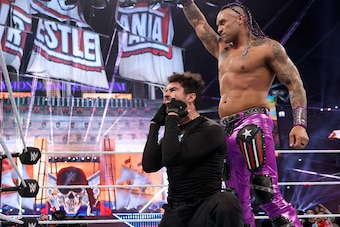 Bad Bunny and Damian Priest defeated The Miz and John Morrison Saturday night.