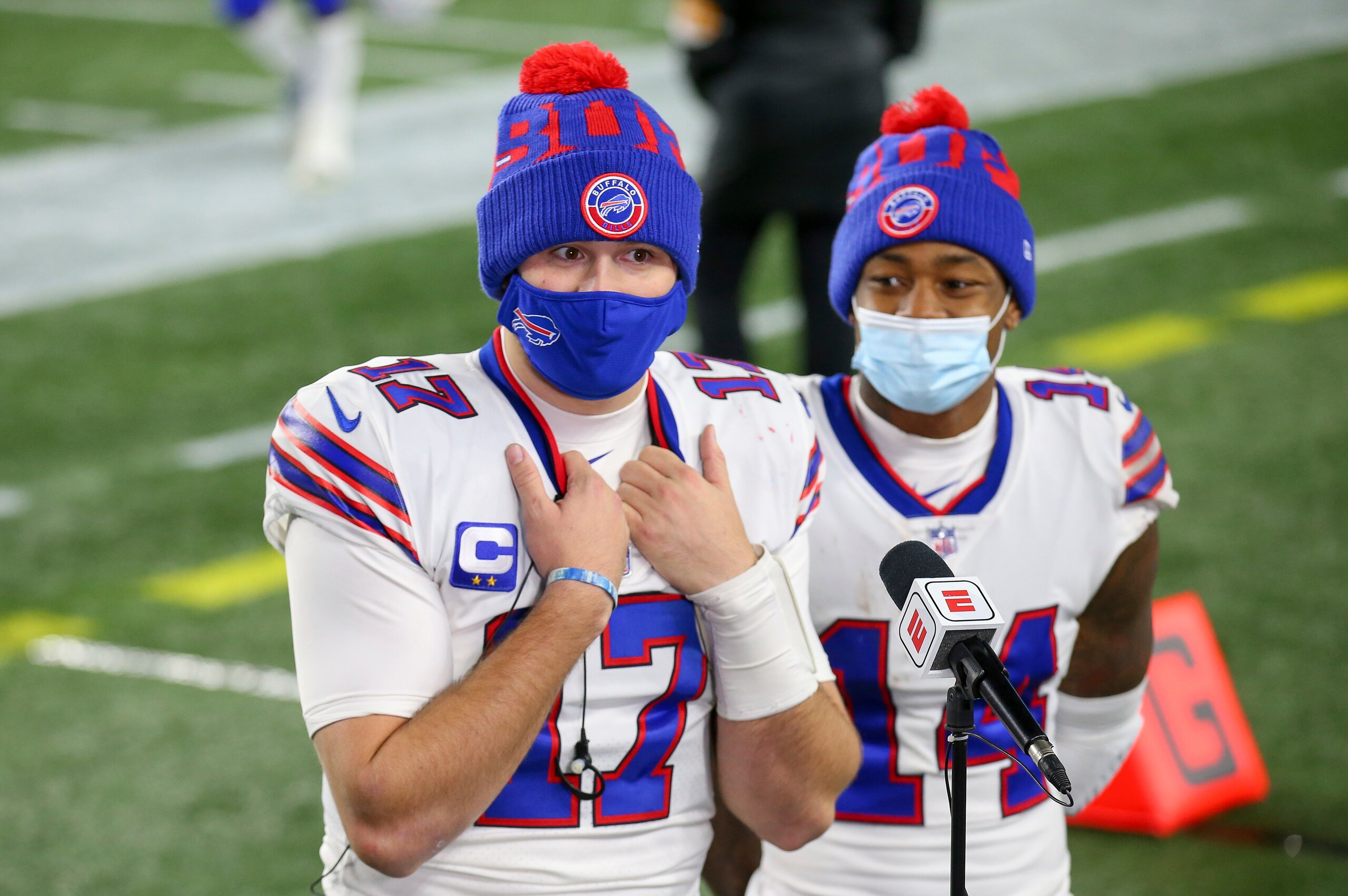 Josh Allen (left) and Stefon Diggs