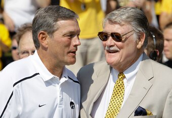 Hayden Fry and Kirk Ferentz