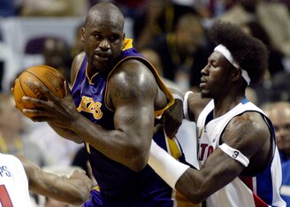 Shaquille O'Neal and Ben Wallace