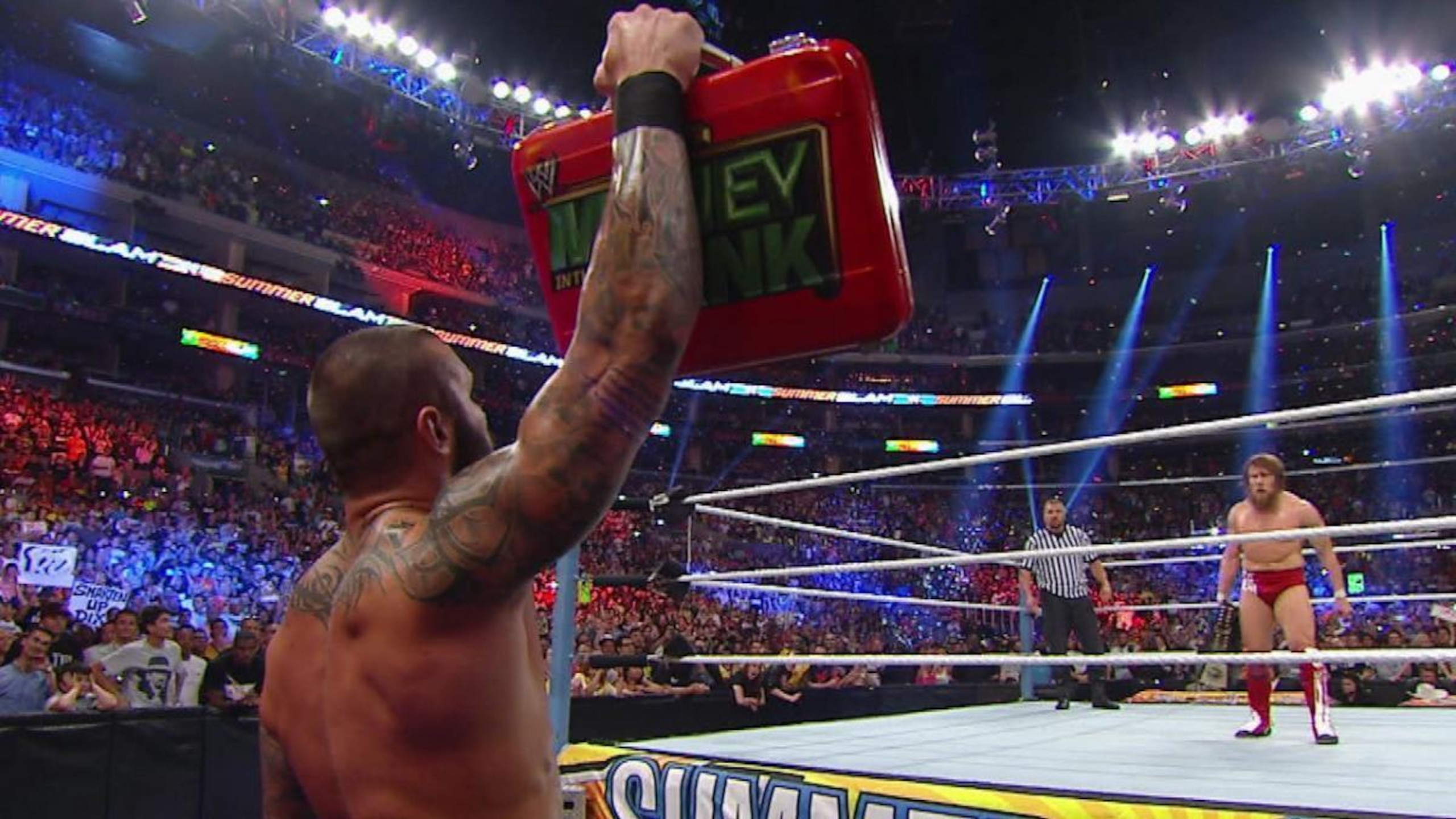 Daniel Bryan and Randy Orton were both heels who won their cash-ins and were babyfaces who got cashed in on.