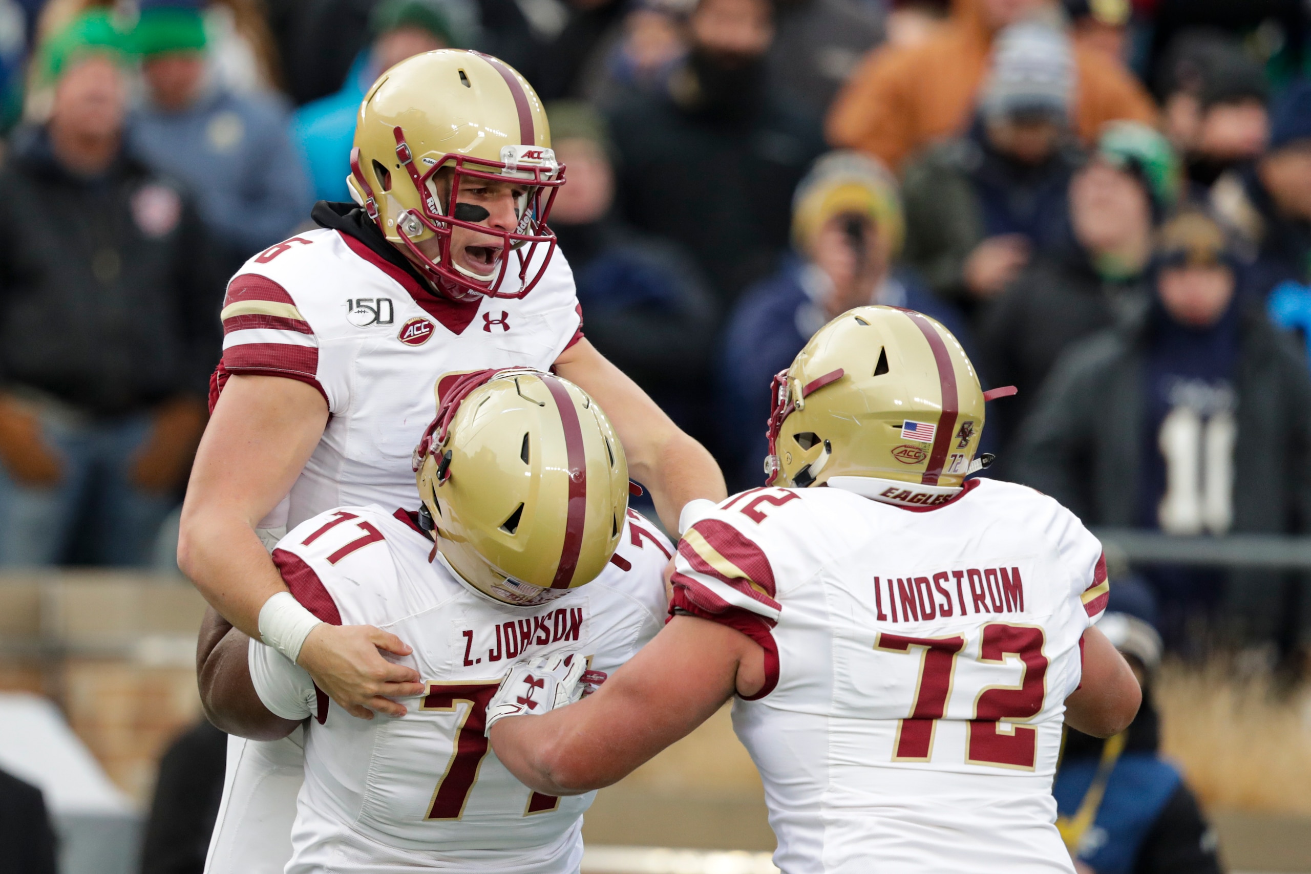Boston College's Alec Lindstrom (72) and Zion Johnson (77) Boston College's Alec Lindstrom (72) and Zion Johnson (77)