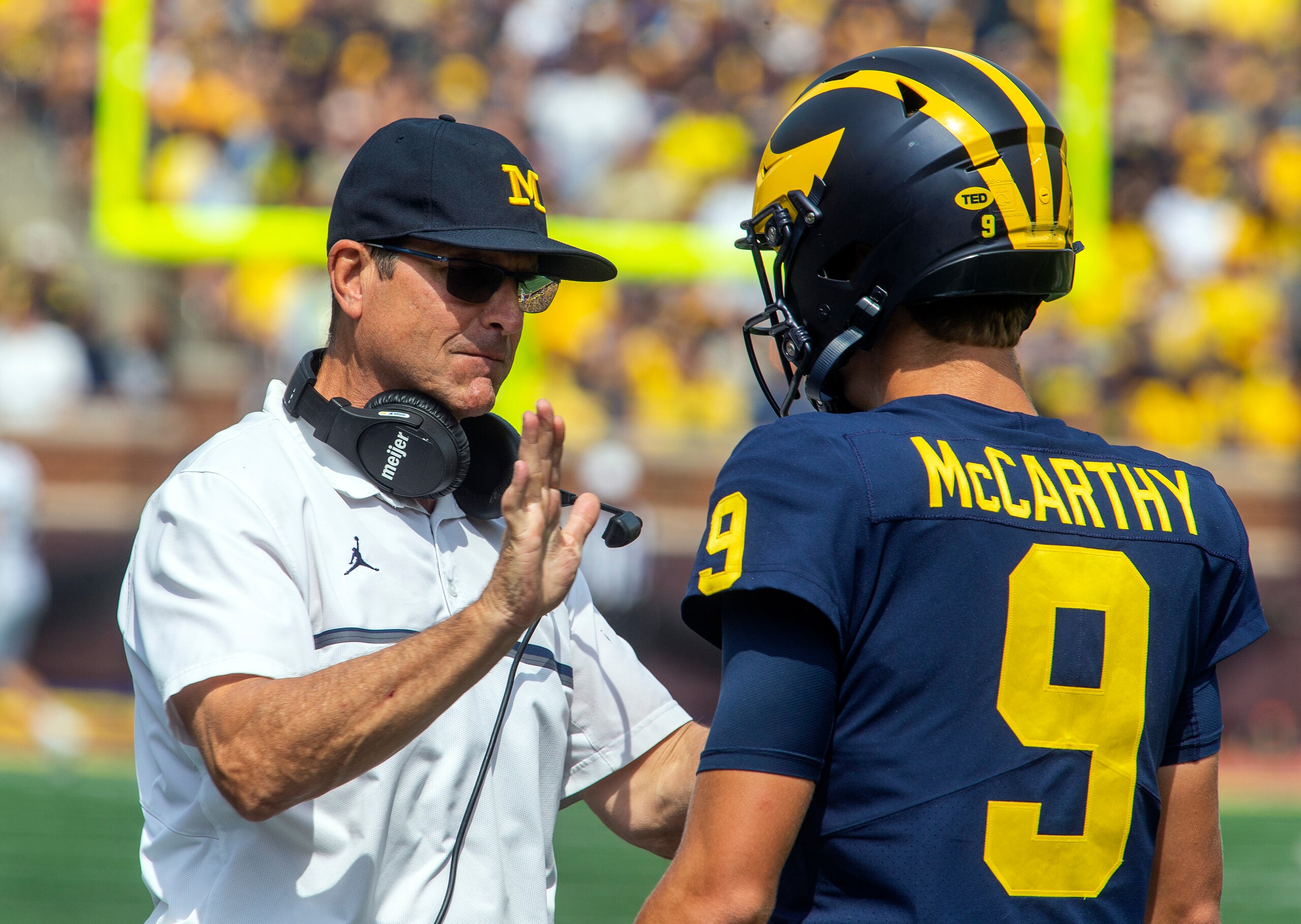 Michigan's Jim Harbaugh and J.J. McCarthy