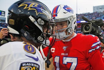 Ravens QB Lamar Jackson (left) and Bills QB Josh Allen (right)