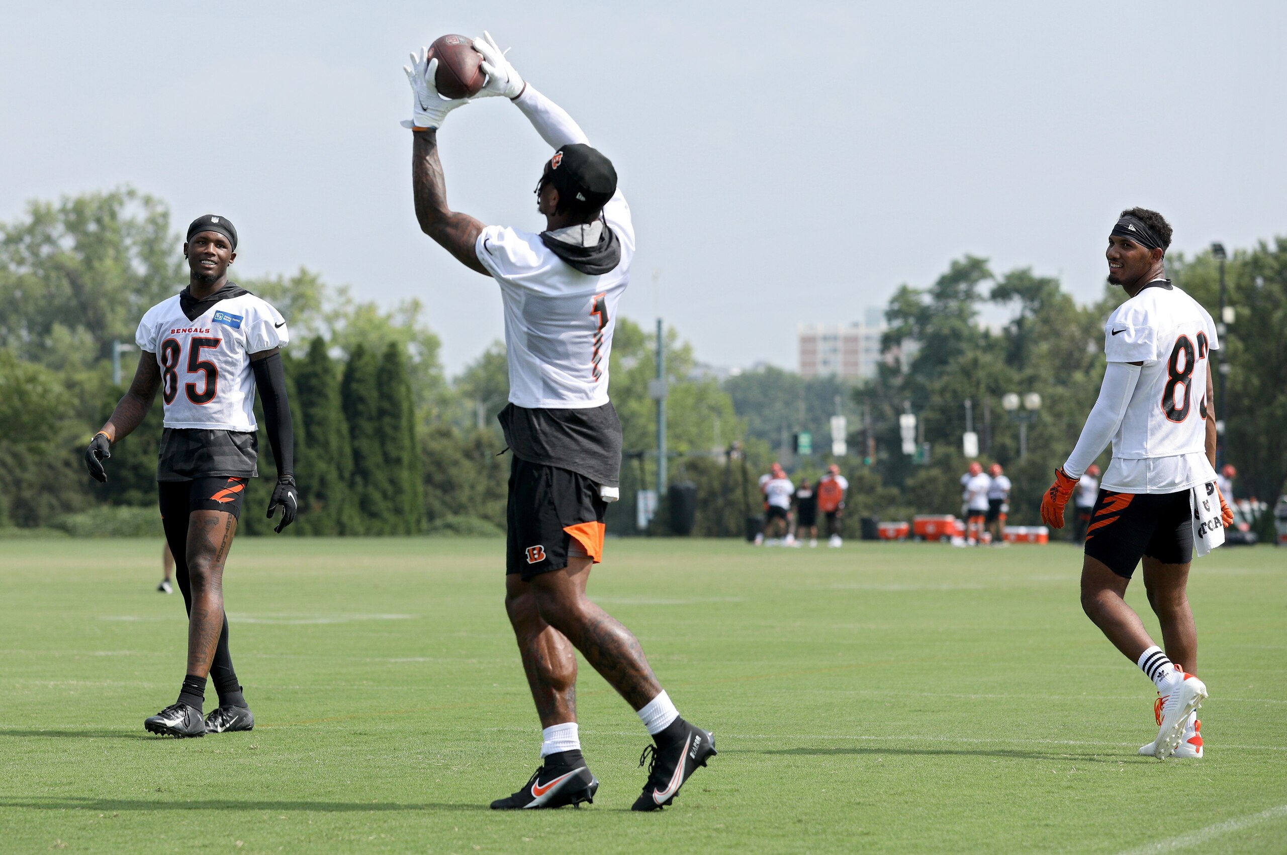 Bengals WRs Ja'Marr Chase (middle) and Tyler Boyd (right) Bengals WRs Ja'Marr Chase (middle) and Tyler Boyd (right)