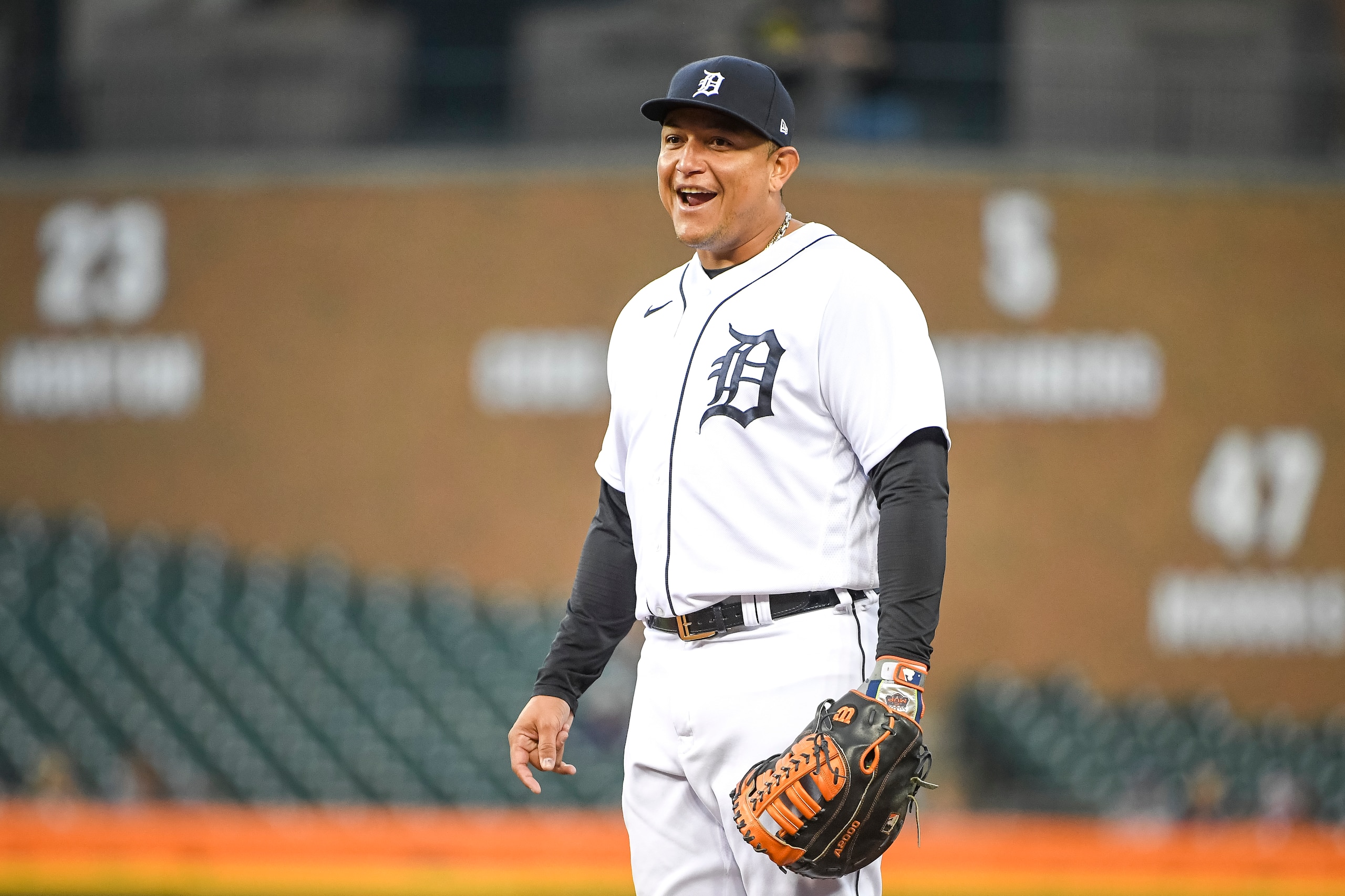Miguel Cabrera in the Detroit Tigers home jersey. Miguel Cabrera in the Detroit Tigers home jersey.