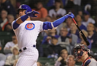Willson Contreras in the Chicago Cubs home jersey.