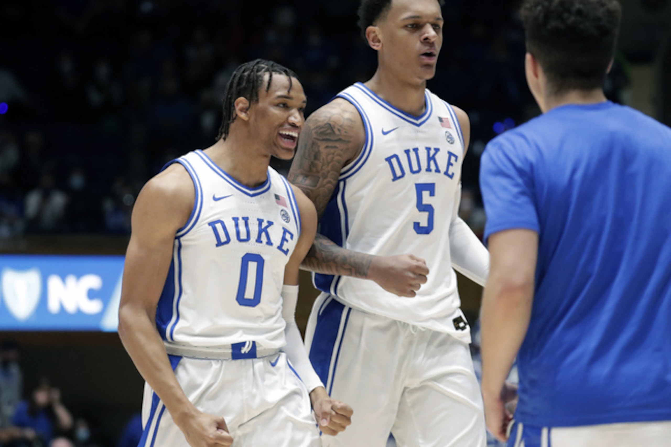 Duke's Wendell Moore Jr. (0) and Paolo Banchero (5)