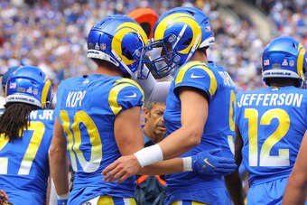 Los Angeles Rams wide receiver Cooper Kupp (left) and Matthew Stafford (right)