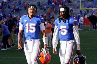 Florida's Anthony Richardson (15) and Emory Jones (5)