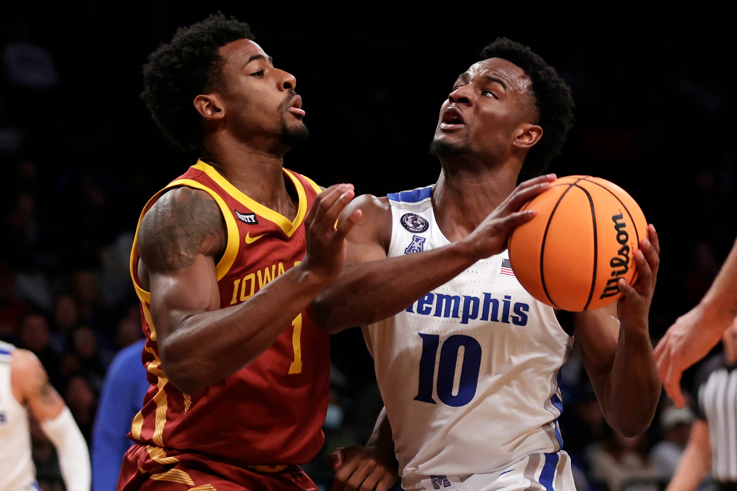 Iowa State's Izaiah Brockington and Memphis' Alex Lomax