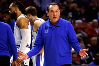 Duke head coach Mike Krzyzewski